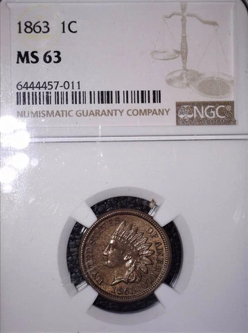 1863  Indian  Head Penny, NGC MS63 , Gorgeous and Issue Free Cover