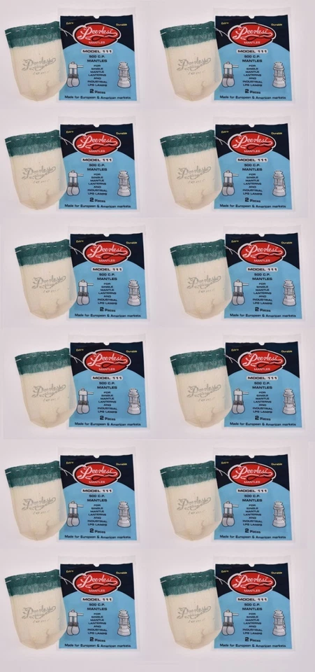 PEERLESS 111 MANTLES 12 PACKS OF 2 (24 MANTLES) 500 CP/1111 OR 11 STYLE MANTLES