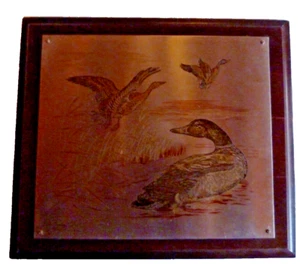 CURRIER & IVES Reed & Barton Damascene Metal Etching Mallard Ducks22/2500 Auto - Picture 1 of 2