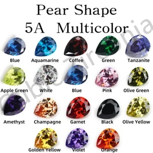 2x3~13x18 AAAAA Pear Shape Multicolor Cubic Zirconia Stone Loose cz For Jewelry - Picture 1 of 45