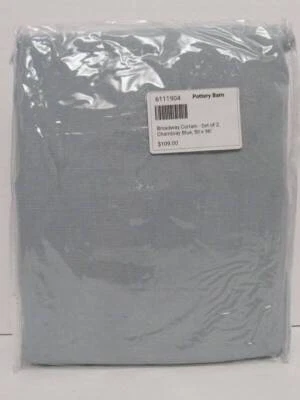 Pottery Barn 百老汇窗帘 - 2 件套,50 英寸 x 96 英寸滤光片,Chambray 全新... — 第 1/4 张图片