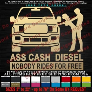 - No Free Rides Pickup Ass Cash Diesel JDM Window Auto Car Truck Sticker Decal - Picture 1 of 12