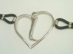 Bracelet With Heart And Initial 'I' In 925 Silver And Rubber - Bracelet - - Picture 1 of 4