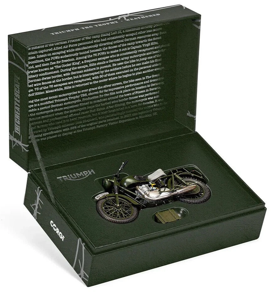 Corgi The Great Escape - Triumph TR6 Trophy (Weathered) 1:12 Motorcycle CC08501 - Image 1 of 3