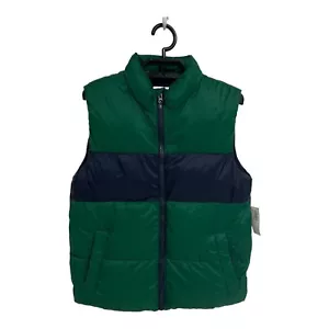 Old Navy Boy's Sleeveless Green Fleece Lined Zip Up Puffer Vest Size L - Picture 1 of 8
