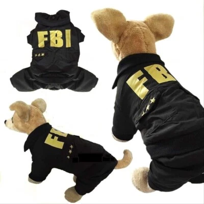 Ropa para perros gatos abrigo cálido chaqueta pantalones mono FBI para mascotas pequeñas XS-XL Foto 1 de 4