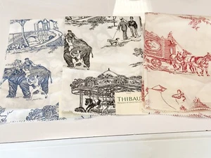 Set of three 26"by26" retired Thibaut circus French toile fabric samples - Picture 1 of 7