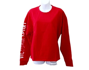 Victoria's Secret Sport Logo Fleece Crew Slouchy Pullover Sweater rot Gr. L NEU - Bild 1 von 4