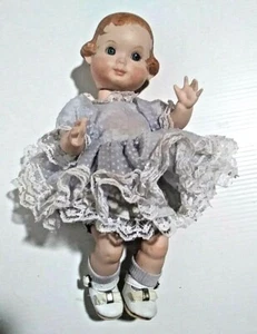 Ron Molds 1974 Bisque Girl Doll in light blue Dress ~9" - Picture 1 of 6