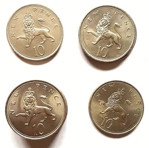 Großbritannien 10 neue Pence Münzen 1968 bis 1975 - Bild 1 von 2