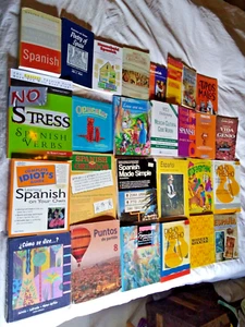 Learning Spanish Book Bundle - 27 books in good used condition PB & HC work/text - Picture 1 of 13