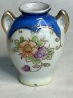 Vintage Miniature Hand Painted Floral Double Handled Vase Signed Japan