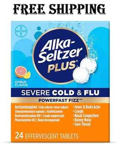 Alka-Seltzer Plus Severe Cold and Flu, Citrus Flavor - 24 Effervescent Tablets - Picture 1 of 6