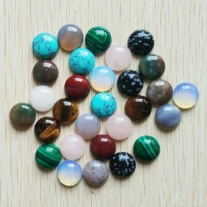 Venta al por mayor 50 piezas/lote de cuentas de piedras preciosas naturales mixtas cabina redonda cabujón 14 mm - Imagen 1 de 2