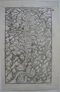 Wallis Valais Schweiz Suisse Orig Xylografie Holzschnitt Sebastian Münster 1580 - Bild 1 von 2