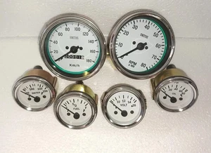 Smiths Replica Kit- Elec Temp + Oil + Fuel + Volt Gauge+Speedo +Tacho 85 mm W/C - Picture 1 of 5