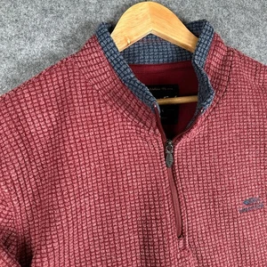 Weird Fish Jumper Mens 2XL Red Quarter Zip Waffle Knit Fleece Warm Casual Soft - Picture 1 of 14