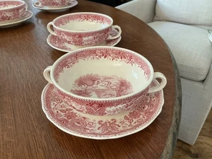 2 VILLEROY & BOCH BURGENLAND rot zwei GRIFFE SAHNE SUPPENSCHÜSSEL MIT UNTERTELLER - Bild 1 von 4