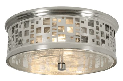 AFX RSCF11MB Roscoe 2 Light 11"W Flush Mount Drum Ceiling Fixture - Nickel - Image 1 of 4