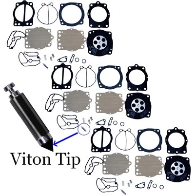 Kawasaki Jet Ski 900 1100 STX ZXI Keihin CDK-2 38-44mm Carb Rebuild Kit 3-PACK - Image 1 of 4