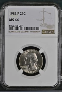 1982 P and 1982 D Washington Quarter NGC MS66 Set - Picture 1 of 4