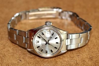Vintage Rolex Oyster Perpetual Date SS Silver Dial Ladies Watch 6517 [095WEI] - Image 1 of 4