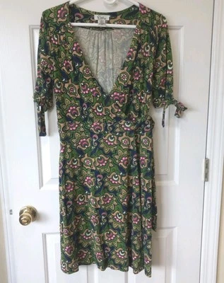 LILLY PULITZER Women's Silk Wrap dress Floral Casual Career Resort Party  Vtg M - Image 1 of 4