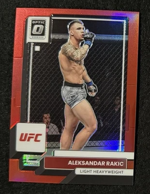 Aleksandar Rakik Red /199 Prizm 🔥 2023 Panini Donruss Optic UFC #75 - Image 1 of 2