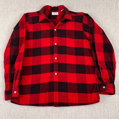 1950s Arrow Contour Tailored Loop Collar Red Plaid Shirt Mens Sanforized USA VTG - Image 1 of 4