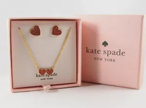 Kate Spade Nueva York TUYO Verdaderamente Rojo Pavimentado Corazón Collar Set Nuevo en Caja - Imagen 1 de 9