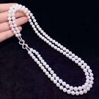 Double Strand AAA 7-8mm Akoya White Pearl Necklace 19" 20 inch