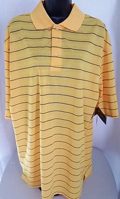 Camisa polo masculina Beverly Hills tamanho XLT X grande alta amarela listrada preta NOVA - Imagem 1 de 3