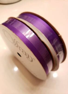 LOT of 2x Offray 1012 3-470 Single Face Satin Ribbon 5/8" x 20yd Regal Purple - Image 1 of 4