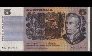 1976 Australia $5 Banknote - Knight / Wheeler #NRJ 200000 - Picture 1 of 2