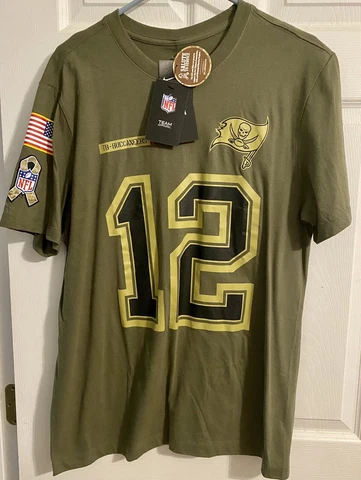 Nike Tom Brady Salute To Service Green Tampa Bay Buccaneers Shirt Medium NWT Cover