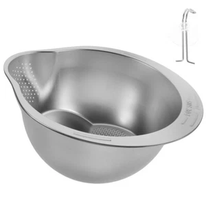Rice Washing Sieve Traditional Stainless Steel Basin Household Vegetable - Picture 1 of 12