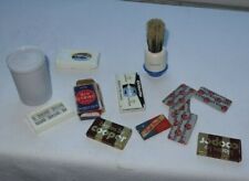 LOT Vintage Shaving Brush Straight Razor Blades Soap Gillette Cases Red Devil NR