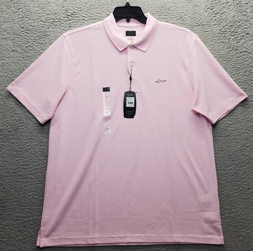 Camisa Polo Greg Norman Hombre Grande Rosa Golf Rendimiento Manga Corta Popover Logo Foto 1 de 4