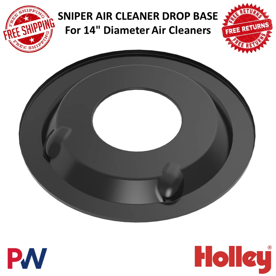 Holley 120-511 Sniper EFI 1" base drop para purificadores de ar de 14" diâmetro aço preto - Imagem 1 de 4
