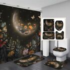 4 Pcs Moon Shower Curtain Set Black Bathroom Sets With Shower Curtain And Rug...