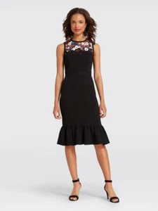 Draper James Collection Floral Embroidered Tulip Dress, Black, Size 0, NWT - Picture 1 of 3