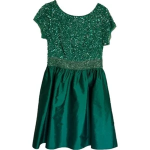 Adrianna Papell Size 12 Woman's Green Sequin Cocktail Party Formal Evening Dress - Picture 1 of 15