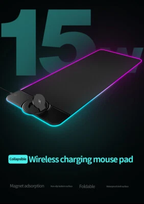 LED RGB Mouse Pad Keyboard 15W Qi Wireless Phone Charging Desk Magsafe - Image 1 of 4