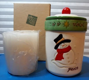Russ Berrie & Co "Winter's Country Home" Stoneware Covered Votive Candleholder - Picture 1 of 11