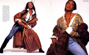 1989 Francesco Scavullo Naomi Campbell Pelz Nerz Schwert 6-seitig MAGAZIN REDAKTIONELL - Bild 1 von 3
