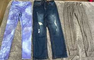 Lot Of 3 Leggings, Pants, Jeans, Girls Size 7-8, 90 Degree, Danskin, Indigo Rein - Picture 1 of 7