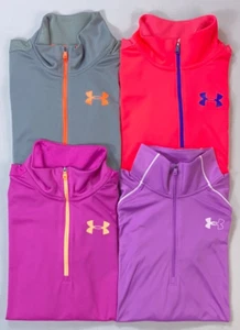 Girl's Youth Under Armour Waffle Mesh 1/4 Quarter Zip Long Sleeve Shirt - Picture 1 of 7