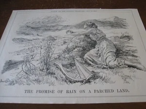 Original POLITISCHE KARIKATUR 1921 - ERIN MÄDCHEN IRLAND IRISCH Versprechen des FRIEDENSREGEN - Bild 1 von 2