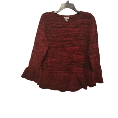 Style & Co Womens Red Black Knitted Bell Sleeve Pullover Sweater Size Large - Image 1 of 4