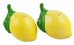 2 pc SET OF CERAMIC SALT & PEPPER SHAKERS, approx. 2" x 4", LEMONS by ESH - Picture 1 of 5